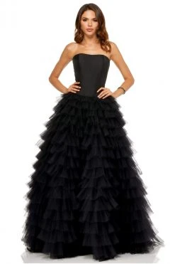 Sherri Hill - 52690 Strapless Straight Neck Ruffled Tulle Ballgown
