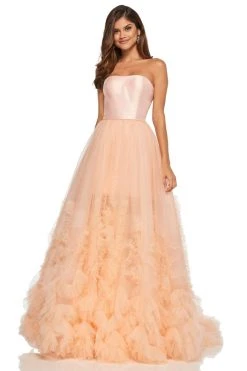 Sherri Hill - 52693 Strapless Ruffle Fringed Tulle Ball Gown 12 Sherri Hill - 52693 Strapless Ruffle Fringed Tulle Ball Gown