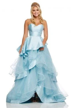 Sherri Hill - 52718 Strapless Sweetheart Satin Tiered Ballgown