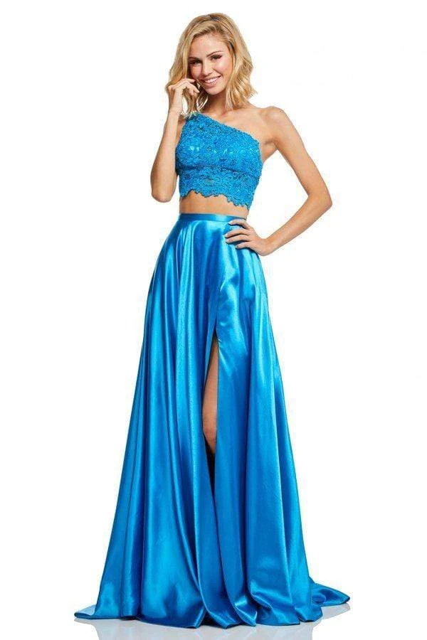 Sherri Hill - 52730 Two Piece Lace One Shoulder Charmeuse A-line Dress 5 Sherri Hill - 52730 Two Piece Lace One Shoulder Charmeuse A-line Dress