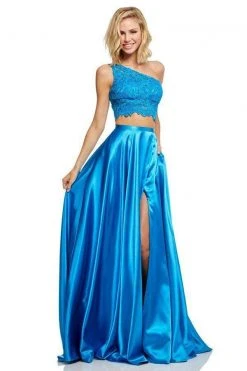 Sherri Hill - 52730 Two Piece Lace One Shoulder Charmeuse A-line Dress 11 Sherri Hill - 52730 Two Piece Lace One Shoulder Charmeuse A-line Dress
