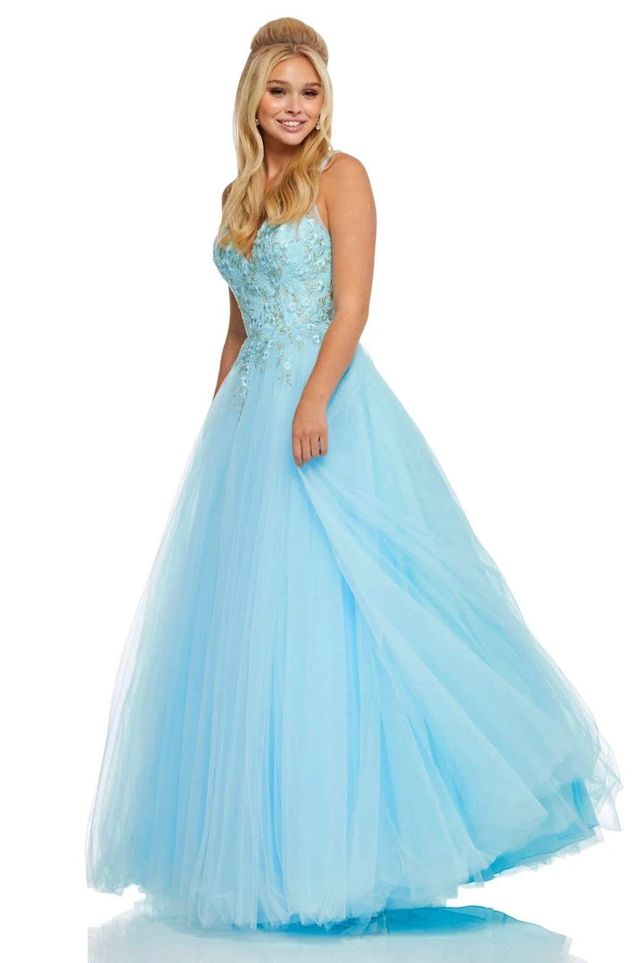 Sherri Hill - 52738 Embroidered V-neck Tulle Ballgown 3 Sherri Hill - 52738 Embroidered V-neck Tulle Ballgown