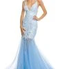 Sherri Hill - 52741 Lace Deep V-neck Tulle Mermaid Dress