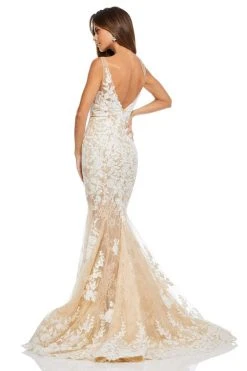 Sherri Hill - 52743 Laced V-Neck Trumpet Dress