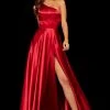 Sherri Hill - 52750 One Shoulder Charmeuse Long A Line Dress 1 Sherri Hill - 52750 One Shoulder Charmeuse Long A Line Dress
