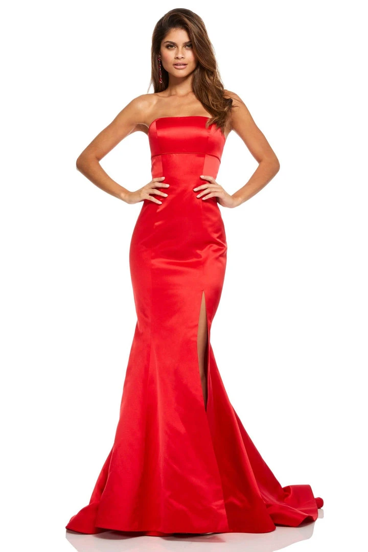 Sherri Hill - 52753 Satin Strapless Fitted Dress With Sweep Train 3 Sherri Hill - 52753 Satin Strapless Fitted Dress With Sweep Train