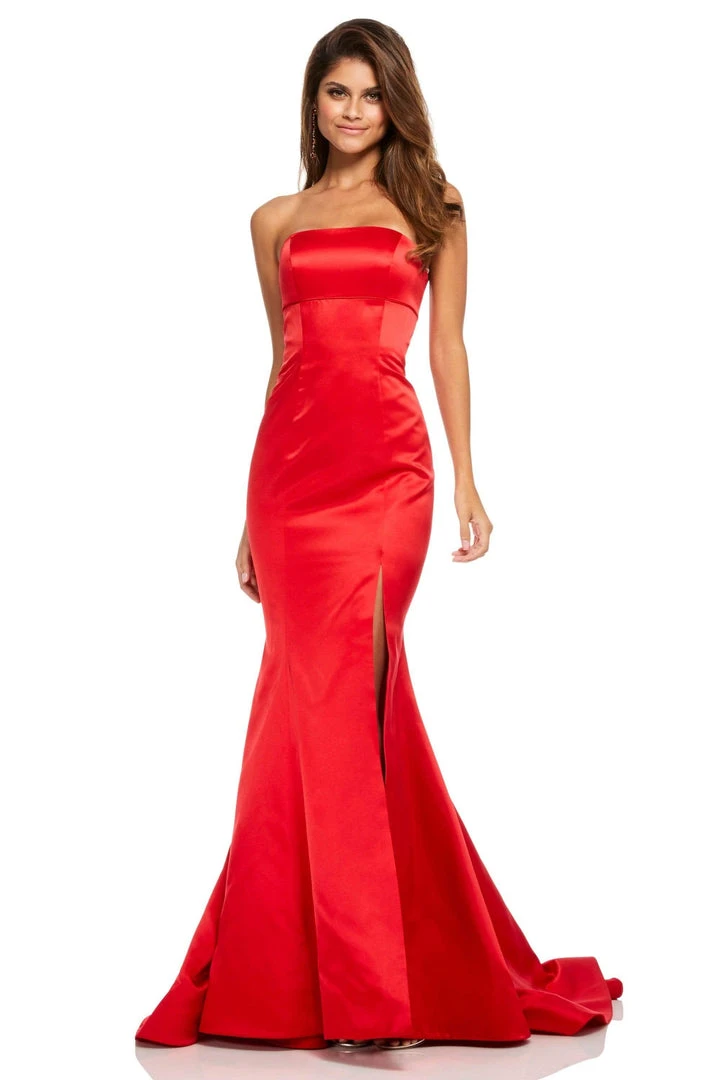 Sherri Hill - 52753 Satin Strapless Fitted Dress With Sweep Train 5 Sherri Hill - 52753 Satin Strapless Fitted Dress With Sweep Train