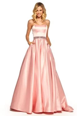 Sherri Hill - 52776 Two Piece Strapless Beaded Belt A Line Satin Dress