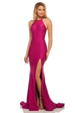 Sherri Hill - 52782 Satin Halter Dress With Sexy Open Back