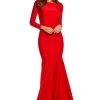 Sherri Hill - 52785 Long Sleeve Bateau Satin Trumpet Dress