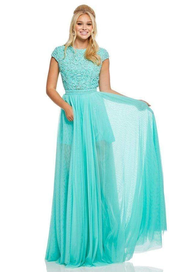 Sherri Hill - 52801 Beaded Cap Sleeved A-Line Long Dress 3 Sherri Hill - 52801 Beaded Cap Sleeved A-Line Long Dress