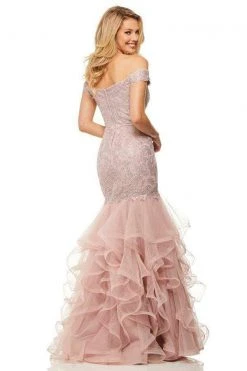 Sherri Hill - 52811 Off-Shoulder Cap Sleeved Mermaid Evening Dress