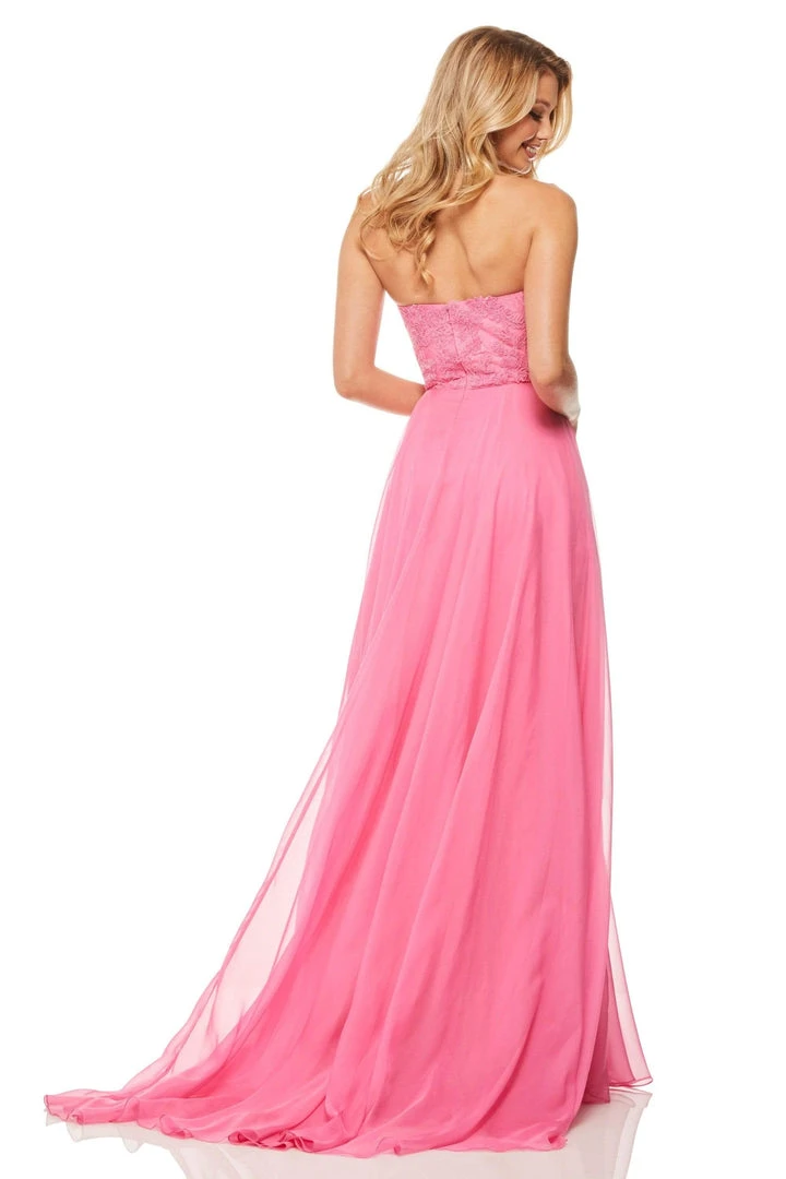 Sherri Hill - 52822 Strapless Chiffon A-Line Gown With Lace Appliques 4 Sherri Hill - 52822 Strapless Chiffon A-Line Gown With Lace Appliques