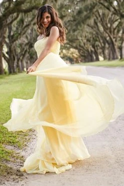 Sherri Hill - 52822 Strapless Chiffon A-Line Gown With Lace Appliques 14 Sherri Hill - 52822 Strapless Chiffon A-Line Gown With Lace Appliques