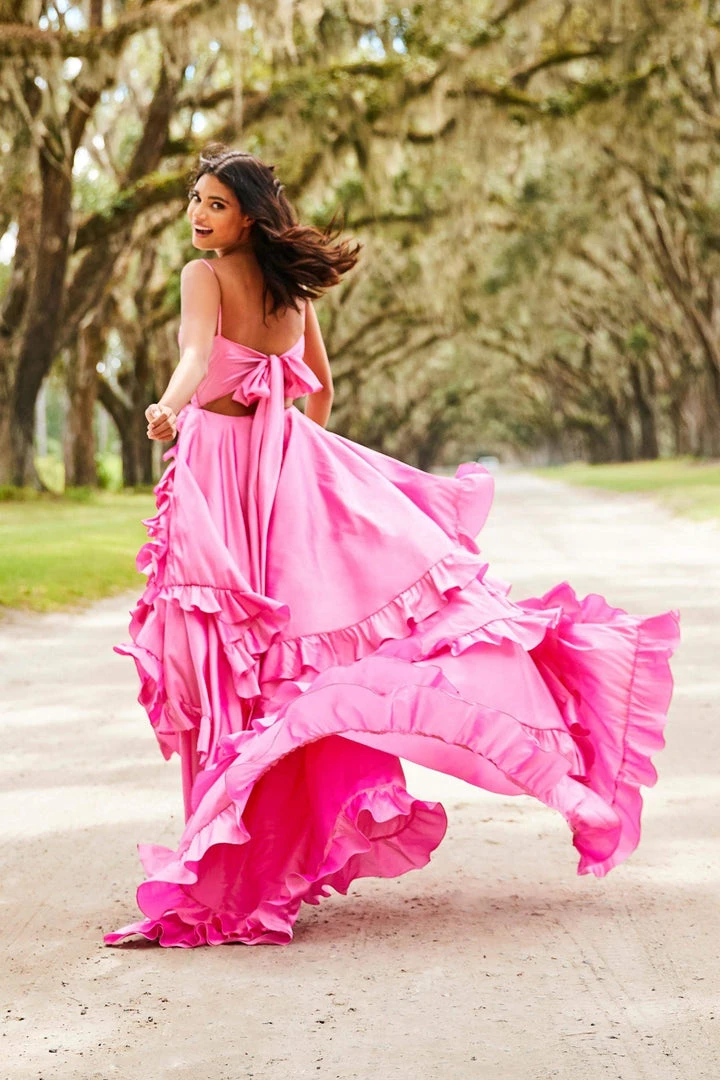 Sherri Hill - 52834 Crisscross Bodice Ruffled High Low Gown 4 Sherri Hill - 52834 Crisscross Bodice Ruffled High Low Gown