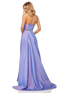 Sherri Hill - 52838 Ruched Bodice Asymmetrical High Slit Gown