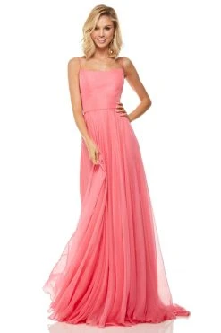 Sherri Hill - 52839 Taffeta Lace-up Back Long Chiffon Dress