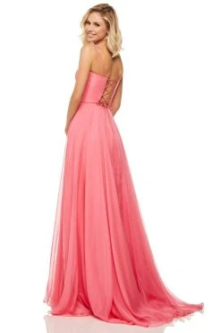 Sherri Hill - 52839 Taffeta Lace-up Back Long Chiffon Dress