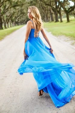 Sherri Hill - 52839 Taffeta Lace-up Back Long Chiffon Dress