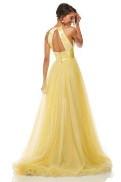 Sherri Hill - 52859 Halter Long Yellow Dress