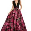 Sherri Hill - 52861 V-Neck Black Print Dress