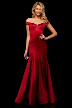 Sherri Hill - 52885 Off-Shoulder Stretch Satin Mermaid Dress