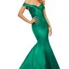 Sherri Hill - 52895 Off-Shoulder Satin Mermaid Dress With Train