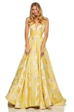 Sherri Hill - 52899 Deep V-Neckline A-line Long Dress