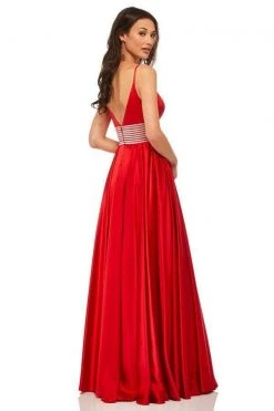 Sherri Hill - 52906 Pleated Plunging V-Neck Gown With Slit