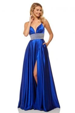 Sherri Hill - 52906 Pleated Plunging V-Neck Gown With Slit 11 Sherri Hill - 52906 Pleated Plunging V-Neck Gown With Slit
