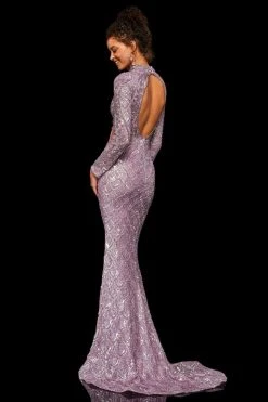 Sherri Hill - 52916 Beaded Long Sleeve Sexy Open Back Dress