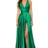 Sherri Hill - 52922 Satin V- Neckline A Line Dress With Sultry Slit