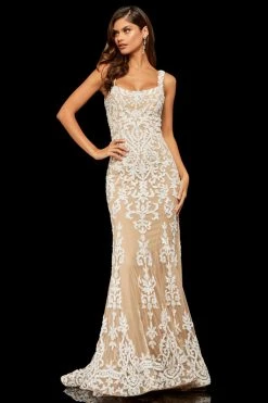 Sherri Hill - 52925 Long Beaded Lace Mermaid Dress