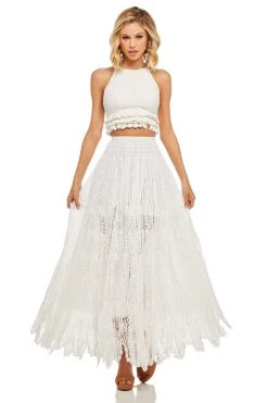 Sherri Hill - 52928 Crochet Long Ivory Dress
