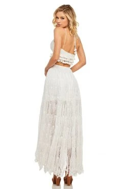 Sherri Hill - 52928 Crochet Long Ivory Dress