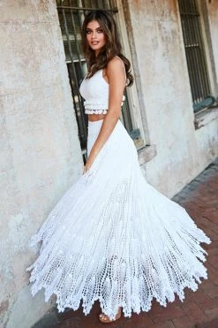 Sherri Hill - 52928 Crochet Long Ivory Dress 16 Sherri Hill - 52928 Crochet Long Ivory Dress