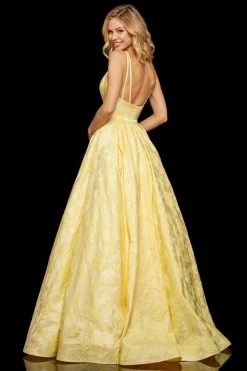 Sherri Hill - 52953 Deep V-neck A-line Dress With Train