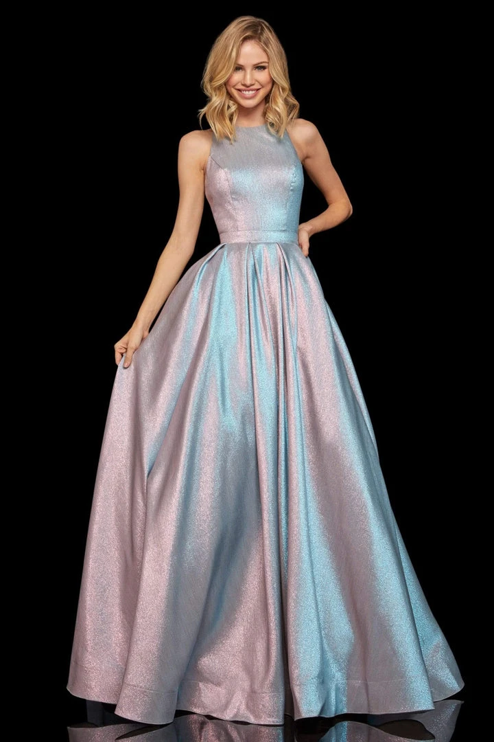 Sherri Hill - 52957 Halter Long Pleated A Line Dress 5 Sherri Hill - 52957 Halter Long Pleated A Line Dress