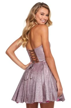 Sherri Hill - 52971 Short Strapless Glitter Knit A Line Dress