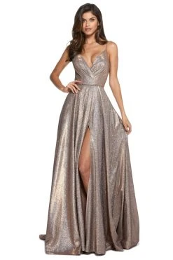 Sherri Hill - 52977 Long Surplice V-Neck High Slit Dress