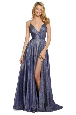 Sherri Hill - 52977 Long Surplice V-Neck High Slit Dress