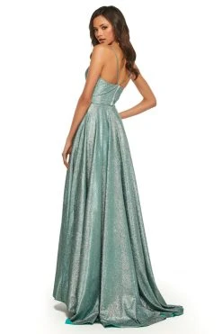 Sherri Hill - 52977 Long Surplice V-Neck High Slit Dress
