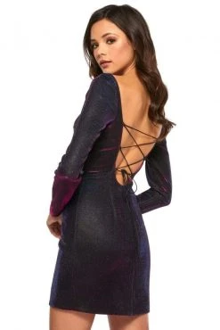 Sherri Hill - 52978 Long Sleeve Bateau Short Sheath Dress