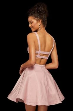 Sherri Hill - 52986 Short Scoop Neck Satin A-line Dress