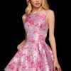 Sherri Hill - 53021 Floral Print Short Taffeta Pleated A-line Dress