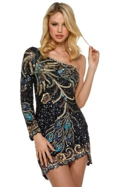 Sherri Hill - 53028 Asymmetrical Beaded Short Dress