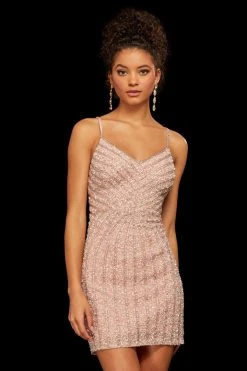 Sherri Hill - 53060 Fully Beaded V-neck Sheath Dress