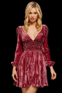 Sherri Hill - 53063 Velvet V-Neck Short Dress 10 Sherri Hill - 53063 Velvet V-Neck Short Dress