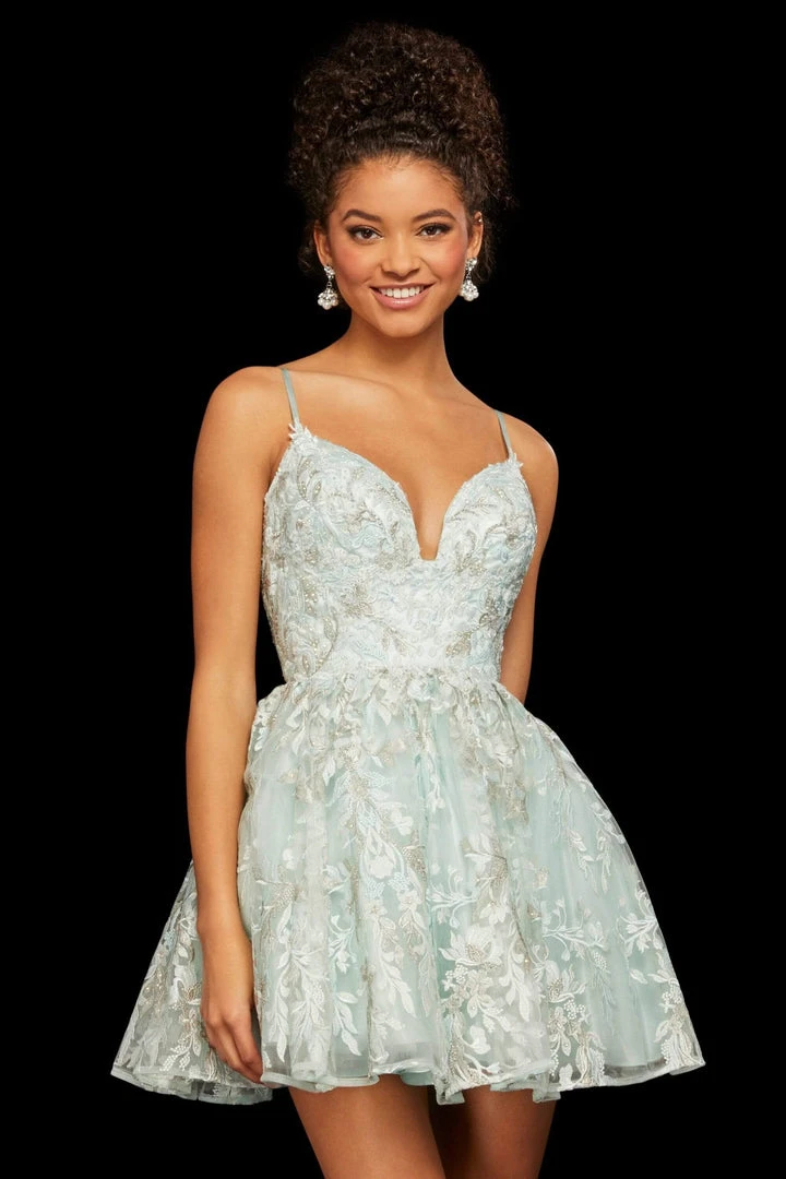 Sherri Hill - 53074 Beaded Lace Sweetheart A-Line Short Dress 8 Sherri Hill - 53074 Beaded Lace Sweetheart A-Line Short Dress