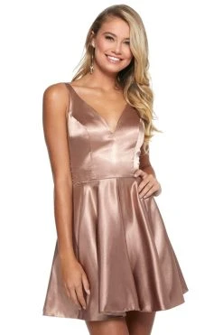 Sherri Hill - 53081 Sleeveless V-Neck Scoop Back A-Line Short Dress